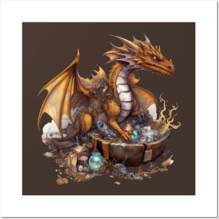 Steampunk Dragon: A Comical Treasure Hoarder Posters and Art